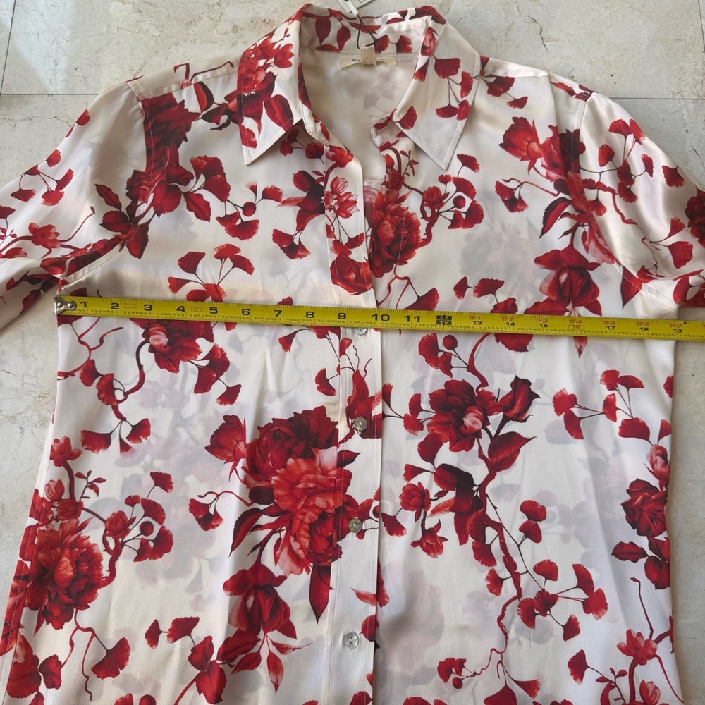 L’Agence Dani Silk Floral Red and White Blouse size XS - Picture 10 of 13